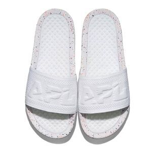 APL Big Logo TechLoom Slide Sandal in White/Impulse Red/Blue Haze.🤍💙 Size 6. N